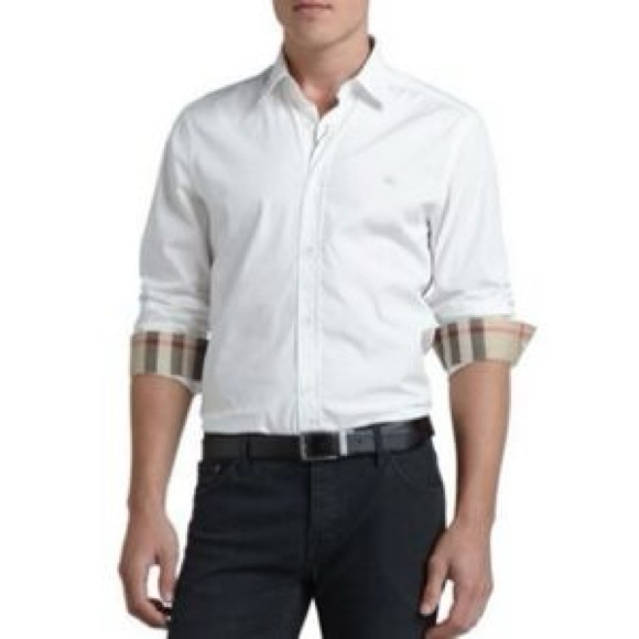 Burberry Men's White Long Sleeve Slim Fit Button Down Shirt Size Medium - Picture 1 of 9